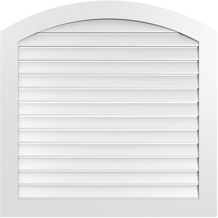 Ekena Millwork Arch Top Surface Mount PVC Gable Vent: Non-Functional, w/ 3-1/2"W x 1"P Standard Frame, 40"W x 42"H GVPAR40X4201SN